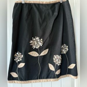 Boden Black Skirt with Cream Floral Accents